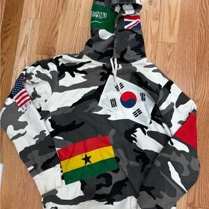 Supreme Camouflage Flag Patch Hoodie with Multinational Patches